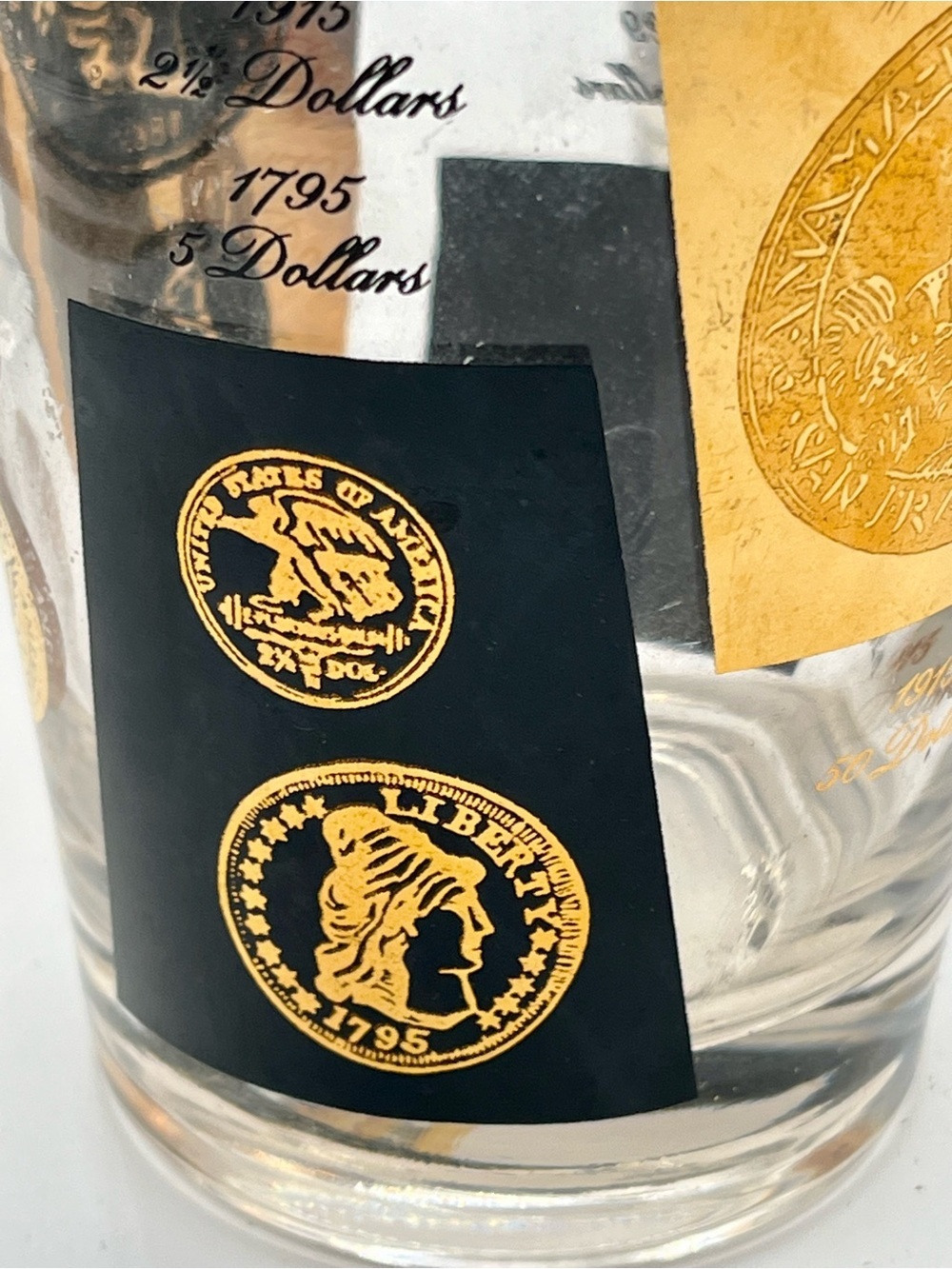 mid century cera us gold coin glasses Set Of 5 - Picture 7 of 13